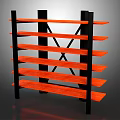 Modern Storage Shelf Unit With Orange Shelves Black Frame And Cross Supports