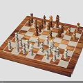 Wooden Chessboard With Black And White Squares And Classic Chess Pieces
