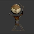 Decorative Ornament Set With Globe Design And Metal Tripod Stand Brown Beige Textured