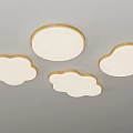 Modern Cloud Shaped Ceiling Light with White Lampshade Golden Frame and Soft Lighting for Bedroom
