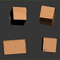 Orange Cardboard Boxes With Black Tape And Labels Floating On Dark Background With Reflections