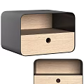 Modern Minimalist Bedside Table Design With Wooden Drawer And Black Frame