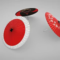 Traditional Japanese Umbrellas With Red White And Black Patterns And Designs