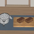 Stainless Steel Pot And Wooden Cutting Board With Fresh Baked Bread