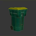 Green Trash Can With Yellow Lid Wheel And Los Angeles Label