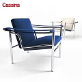 Modern Upholstered Chairs With Metal Frame In Blue And Beige Tones