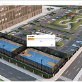 Mixed Use Urban Facility Featuring Basketball Courts Parking Lot Green Space And Adjacent Building