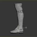 Woman's White Knee High Boots With Diamond Pattern And Straps Design