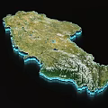 Satellite View Of Geographical Region With Mountains Water Bodies And Green Plains