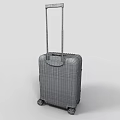 Silver Hard Shell Suitcase With Vertical Stripes Telescopic Handle And Rolling Wheels 3d model