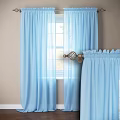 Purple Curtains with Sheer Layers for Window Pleated Top and Decorative Metal Rod