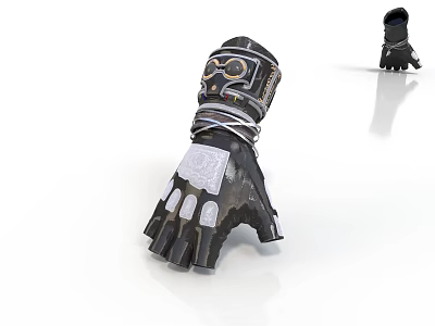 Steampunk Character Mechanical Gloves With Leather Straps And Metallic Plates 3d model