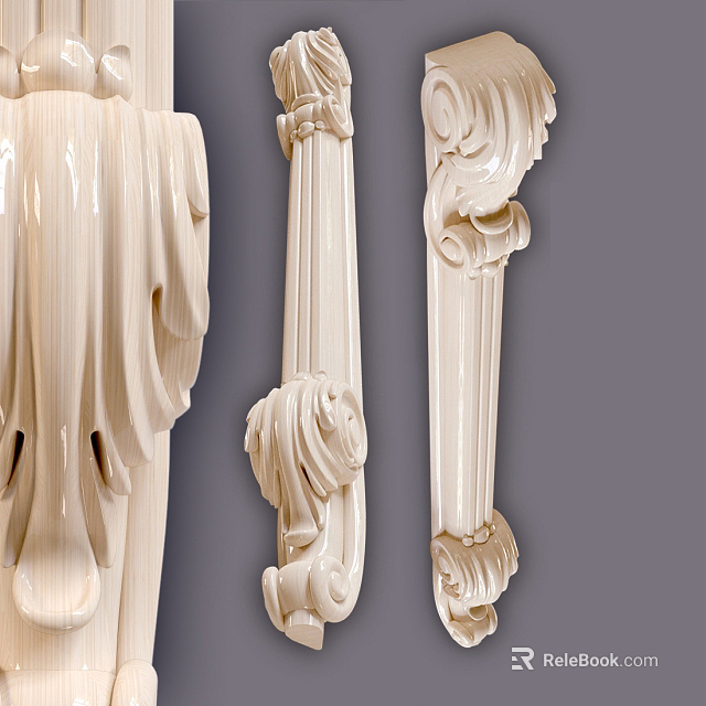 Three Intricate Classical Column Capitals With Ornate Carved Architectural Details 3d model 