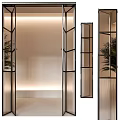 Modern Interior Casement Door Design With Glass Panels And Black Metal Frame