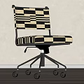 Modern Office Chair With Black and White Checkerboard Pattern Metal Frame and Five Casters