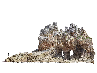 Natural Stone And Wood Formation With Arch Structure In Scenic Outdoor Landscape 3d model