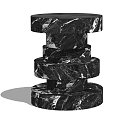 Modern Black And White Veined Marble Side Table With Stacked Circular Layers 3d model