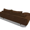 Brown Fabric Sofa Set With Multiple Cushions And Black Throw Blanket 3d model