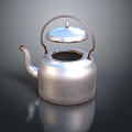 Shiny Silver Metallic Household Kettle With Lid And Handle For Kitchen Use
