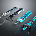 Game Inspired Fantasy Swords With Glowing Blue Blades And Intricate Designs