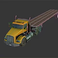 Shiny Yellow Flatbed Truck With Long Flatbed And Sturdy Cab Design 3d model
