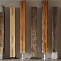 Assorted Wooden Columns Display Featuring Diverse Base Materials And Textures 3d model