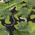 Traditional Karesansui Japanese Garden Design With Stone Paths Green Mossy Areas And Trees