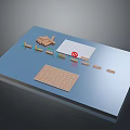 Landscape Construction Materials Display With Bricks Wood Planks And Warning Signs