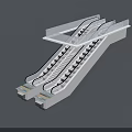 Modern Commercial Dual Direction Escalator With Upper Lower Tracks And Glass Structure 3d model