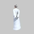 Ancient Style Game and Movie Character Elder with White Robe Long Beard and Black Belt