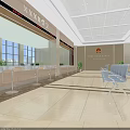 Government Service Hall Interior Featuring Service Counters Waiting Chairs Large Windows And Marble Floor