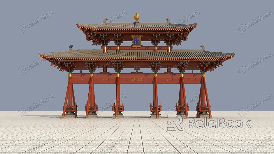 Ancient Archway Ancient Architecture Chinese New Chinese Archway Effect Diagram Courtyard Landscape model