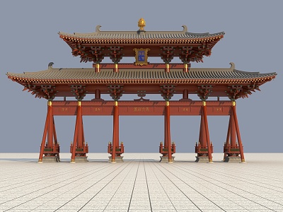 Ancient Archway Ancient Architecture Chinese New Chinese Archway Effect Diagram Courtyard Landscape model