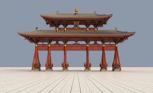 Ancient Archway Ancient Architecture Chinese New Chinese Archway Effect Diagram Courtyard Landscape 3d model