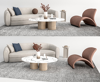 Modern sofa coffee table combination leisure chair 3d model