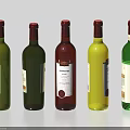 Variety of Colored Wine Bottles With Labels Displayed On White Background