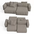 Modern Gray Sectional Sofa With Plush Cushions And Comfortable Seating Design 3d model