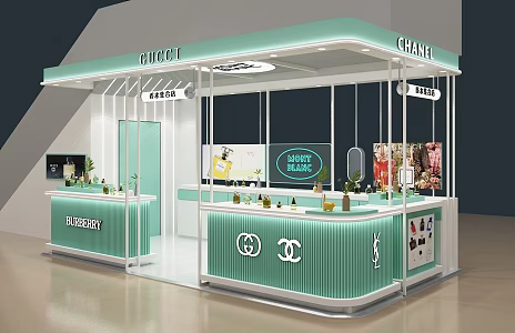 Modern Shopping Mall Multi-via Luxury Brand Perfume Counter Perfume Jewelry Shopping Mall Counter 3d model