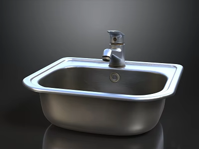 Public Restroom Featuring Stainless Steel Sink And Faucet Fixture 3d model