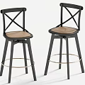 Stylish Black Cross Back Dining Chairs With Light Brown Woven Seats And Golden Footrests