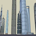 Modern High Rise Office Buildings With Glass Facades And Urban Skyscraper Design