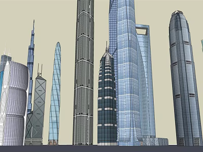 Modern High Rise Office Buildings With Glass Facades And Urban Skyscraper Design 3d model