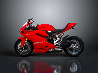 Red Ducati Sports Motorcycle With Sleek Aerodynamic Body Design Black Seat And Alloy Wheels 3d model