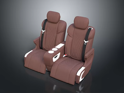 Modern Brown Leather Furniture Seats With Stitched Design Seat Belts And Armrests 3d model