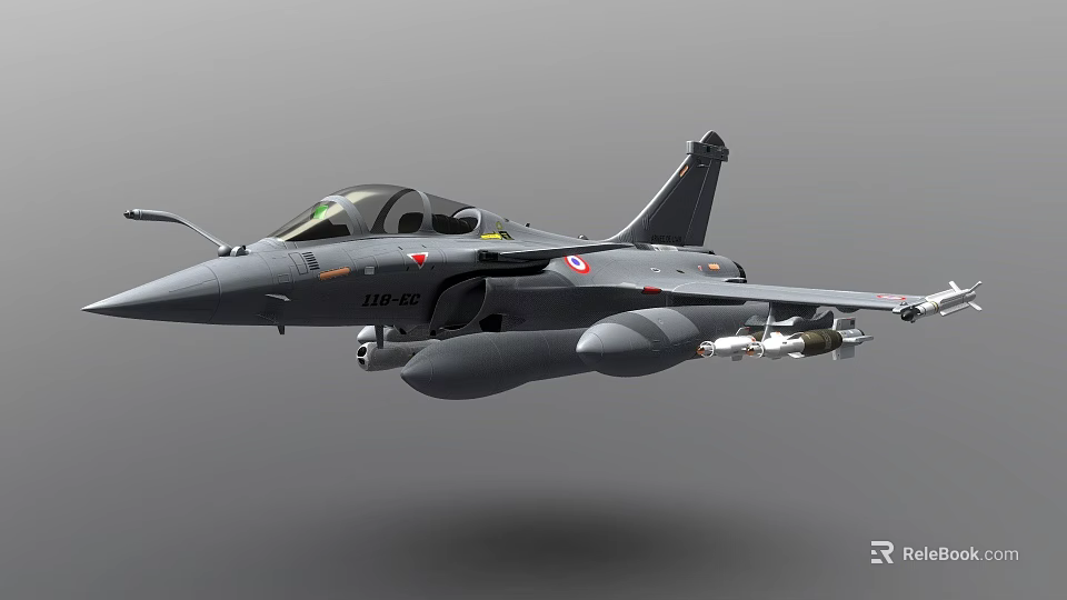 Gray Military Fighter Jet Flying With Underwing Missiles And Clear Cockpit 3d model 