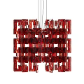 Red Geometric Square Glass Chandelier With Modern Interlocking Modules And Artistic Design 3d model