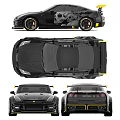 Black Modified Sports Car With Yellow Accents And Body Graphics