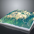 Scenic Mountain Landscape 3D Model With Green Vegetation And Winding River