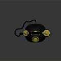 Vintage Telephone With Black Base Gold Accents Rotary Dial And Black Cord Design