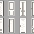 Various Interior Swing Door Designs with Decorative Panel and Handle Details 3d model